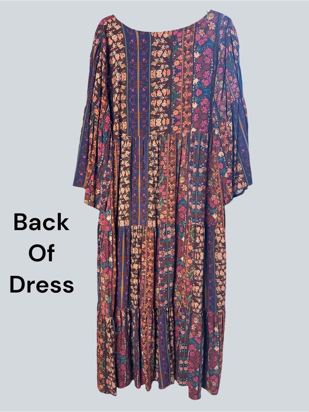 NATURAL LIFE Women's Tiered CHARLOTTE Midi Dress Tropical Fuchsia Stripes XL - Picture 8 of 9